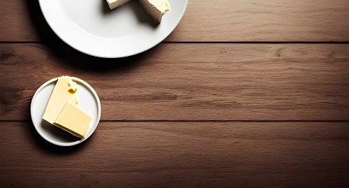 木製のテーブル背景にバター