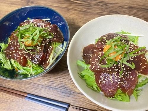 かつおの韓国風漬け丼