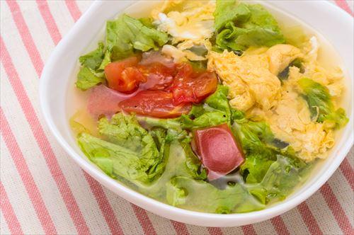 レタスとトマトの卵スープ