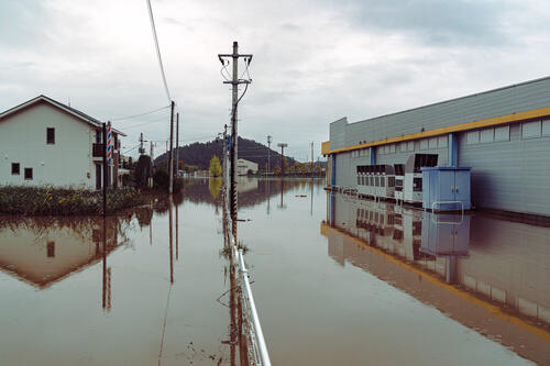 水没した町並みの写真