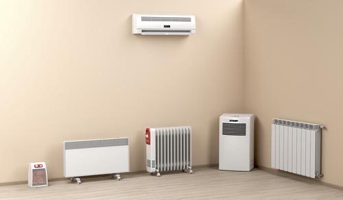エアコンやヒーターなどいろいろな暖房器具の写真