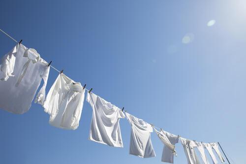 衣類などの洗濯物を天日干ししているところの写真
