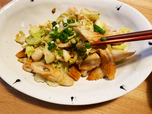 キャベツとちくわのオイマヨ炒め