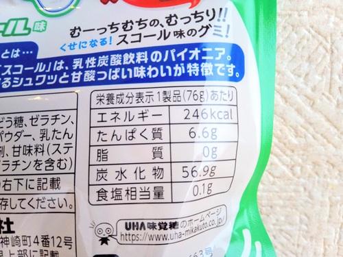 UHA味覚糖むっちりグミ×スコールの栄養成分表示