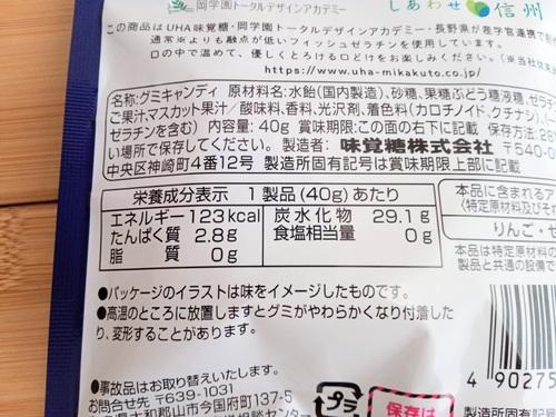 長野グミやまのしずくの栄養成分表示