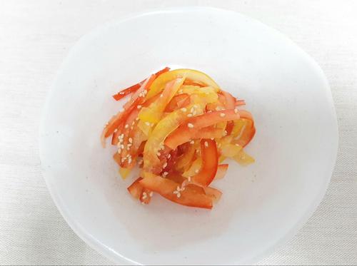 【赤と黄色のパプリカナムル】シャキシャキ食感が楽しめる副菜！